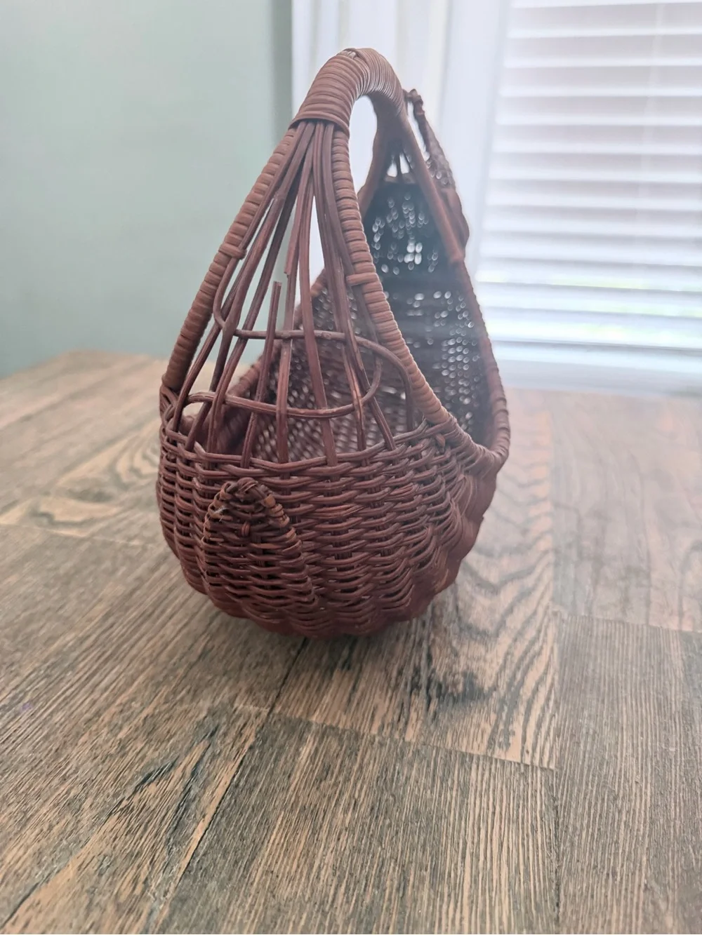 Handwoven Bunny-Shaped Rattan Basket - Rustic Brown
